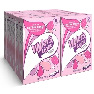 Wyler's Light Singles To Go Powder Packets, Water Drink Mix, Watertok Cotton Candy, 96 Servings, 8 Count x Pack of 12