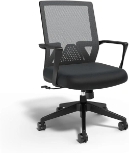 STAPLES Cartwright Office Computer Desk Chair, Ergonomic, Adjustable Tilt Lock, Mesh Rolling Swivel Task Chair with Wheels, Lumbar Support, Black (ST62400)