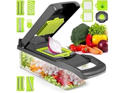 Vegetable Chopper 12-in-1 Mandoline Slicer, Multi Blade with Hand Protector and Container