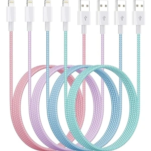 Lightning Cable 6FT 4Packs iPhone Charger 6ft Colorful Nylon Braid Cord Apple MFi Certified for Apple Charger iPhone 14 13 12 11 SE Xs XS Pro Max XR X 8 7 6 Plus iPad iPod