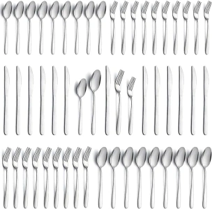 APEO 60 Piece Stainless Steel Silverware Set for 12, Premium Polished Flatware Sets, Forks Spoons and Knives Set, Food-Grade Cutlery Set for Home Kitchen Restaurant Hotel, Dishwasher Safe Utensils Set