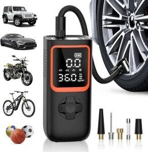 Tire Inflator Portable Air Compressor - 20000mAh & 150PSI Cordless Air Pump for Car Tires with Pressure Gauge & LED Light, 2X Faster Inflation Electric Air Compressor for Car Bikes, Motorcycle, Ball