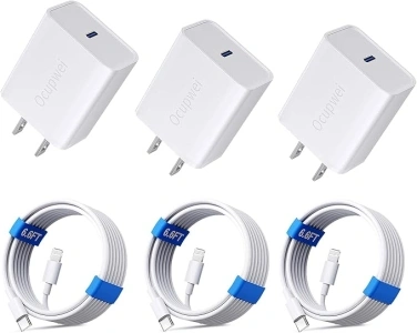 for iPhone 14 13 12 11 Charger Fast Charging [MFi Certified], 3-Pack 20W PD USB C Wall Charger Block with 6.6ft USB C to Lightning Cable Compatible with iPhone 14 Pro Max/Pro/Plus/Mini/iPad & More