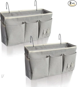 Bedside Caddy, Bedside Hanging Storage Organizer forBunk and Hospital Beds,College Dorm Bed,Can be Placed Glasses Books Mobile Phones (Grey 2)
