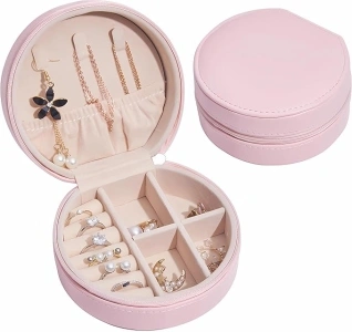 Travel Jewelry Box Jewelry Organizer Storage, Portable Small Travel Jewelry Case for Women and Girls, Pink, Mother's Day Birthday Gift