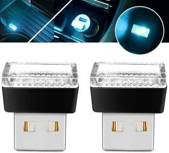 USB Simple Atmosphere Lights USB Car Interior Accessories Lighting - Universal (Aqua Ice Blue, 2 pcs)