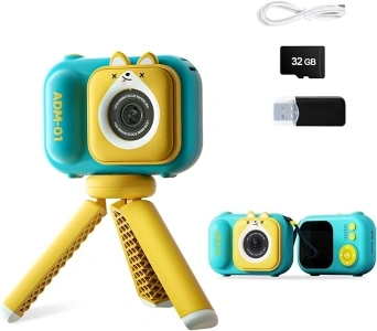 Kids Camera, HD Digital Video Cameras for Toddler,Autism Toys Portable Toy for 3 4 5 6 7 8 Year Old Childrens Christmas Birthday Gifts for Boy and Girls, Age 3-9 with 32GB SD Card-Blue