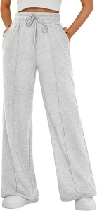 AUTOMET Women’s Wide Leg Sweatpants High Waisted Baggy Flared Pants Drawstring Athletic Joggers