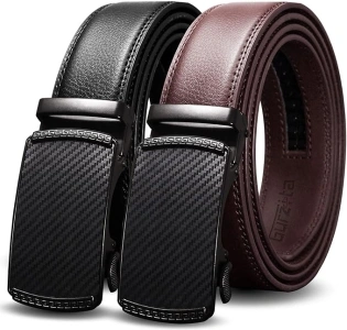 Leather Ratchet Belts for Men 2 Pack,1 3/8