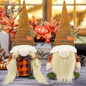 Fall Decor, Fall Gnomes Plush 2PCS Fall Decorations for Home Thanksgiving Decorations for Farmhouse Scandinavian Autumn Pumpkin Decor Harvest Holiday Party Gnomes Ornaments Fall Tiered Tray Decor