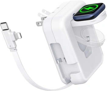 2in1 Apple Watch Charger, 36W Retractable Charger for iPhone Apple Watch,Travel Charging Block Wall Charger Compatible with iPhone 15/14/13/12/11 Apple Watch (White)