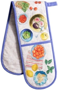 Maison d' Hermine Double Oven Gloves 100% Cotton Double Oven Mitt Cooking Gloves with Loop Baking Microwave, Handling Hot Pans, Gourmand - Spring/Summer (7 Inch x 35 Inch)