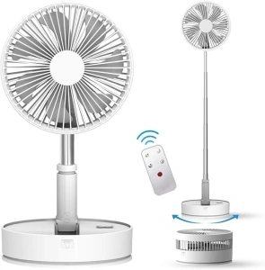 CooCoCo Portable Fan for Travel, 7200mAh Battery Operated Fans Rechargeable, Quiet Fan for Bedroom Dorm Sleeping, Foldable Oscilation Fan with Remote, Adjustable Height, 7.76 inch, Gifts for Summer