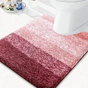 Arotive Microfiber Toilet Rugs U-Shaped, Shaggy Soft and Absorbent Bathroom Rugs, Non-Slip, Thick Plush Bathroom Mat, Machine Washable Dry Contour Bath Mats for Toilet Base, 24