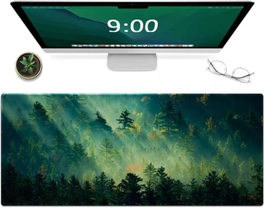 Galdas Mouse Pad,Office Desk Mat Large Gaming Keyboard Pad Durable Stitched Edges Washable Smooth Surface Control & Accuracy Extended Computer Mouse Mat (31.5X11.8In)-Green Forest…