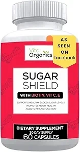 Sugar Shield - Advanced Sugar Support Supplement - Biotin, Magnesium Oxide, Chromium - 60 Veggie Capsules - Non-GMO, Gluten-Free, Vegetarian - 30 Days