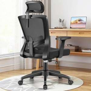 Office Chair Ergonomic Desk Chair High Back Computer Chair Swivel Mesh Task Chair with Adjustable Lumbar Support Armrests Headrest Black