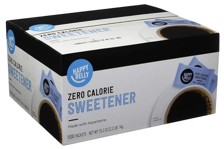 Happy Belly Zero Calorie Blue Aspartame Sweetener Packet, Powder, 1000 count (Pack of 1) (Previously Sugarly Sweet)