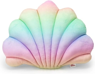 The Plush Collective Seashell Pillow - Fun and Cozy Decorative Accent Multicolor Blue and Pink Shell Pillow, Perfect for Aeshetic Bedroom or Beach-Themed Coastal Decor (Rainbow)