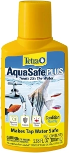 Tetra AquaSafe Plus 3.38 Ounces, Aquarium Water Conditioner And Dechlorinator