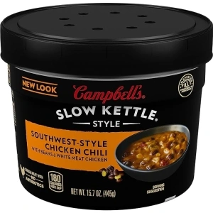 Campbell's Slow Kettle Style Southwest-Style Chicken Chili with Beans and White Meat Chicken, 15.7 oz Microwavable Bowl