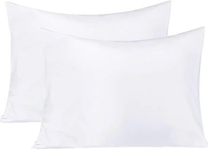 BEDSUM Microfiber Standard Pillowcases Set of 2, Soft Wrinkle Resistant and Easy Care Pillow Cases with Envelope Closure for Kids, 20x26 inches, White