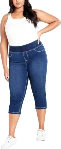 AVENUE Women's Plus Size Denim Po Crop Jegging