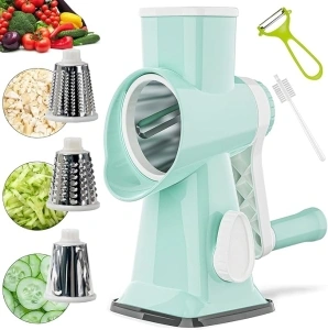 Cheese Grater,Rotary Cheese Grater Multi-Purpose Stainless Steel Cheese Shredder - Cheese Grater With handle Effortless Grating of Cheese, Vegetables, and Fruits (green)