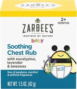 Zarbee's Baby Soothing Chest Rub with Eucalyptus & Lavender, Petroleum-Free Safe and Effective Formula, 1.5 Ounce