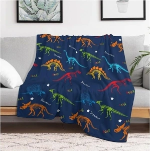 Dinosaur Toys Gifts for Kids Boys, Dinosaur Blanket for Boys Girls Kids Blue Dino Throw Blankets for Couch, Birthday Halloween Easter Presents for Kids Age 2-12 Year Old Soft Throw 50