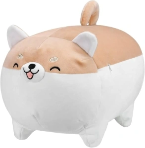 Auspicious beginning Shiba Inu Plush Toy Anime Corgi Kawaii Plush Smiling Dog Soft Cute Pillow, Stuffed Animal Plush Toy Gifts for Kids 11.8