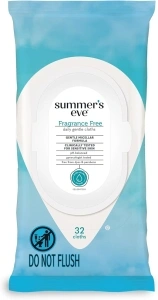 Summer's Eve Fragrance Free Gentle Daily Feminine Wipes, Removes Odor, pH balanced, 32 Count