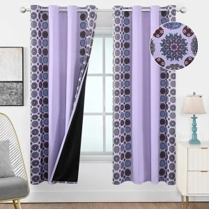 Estelar Textiler Lilac Boho Blackout Curtains for Bedroom, Full Room Darkening Grommet Mandala Pattern Design Curtains for Living Room, Light Blocking Thermal Insulated Drapes, 52Wx72L, 2 Panels