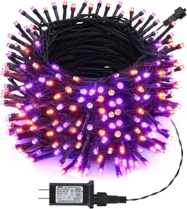 Toodour Halloween Orange & Purple Lights, 131ft 350 LED Plug in String Lights with 8 Modes and Timer, Connectable Outdoor Lights for Home, Party, Halloween Decor