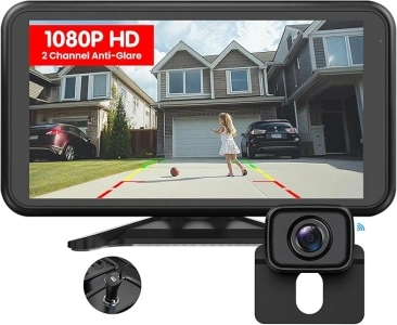 Wireless Backup Camera for Trucks 4.8 Inch: HD 1080P Easy Install 2 Channels Back Up Camera Systems, Stable Digital Signal Night Vision Wide Angle Rear View Camera for Car Pickup Van SUV - Foxpark W11