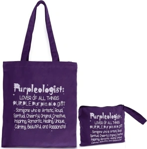 DECORLUXES Purple Tote Bag & Cosmetic Bag Set, Large, Canvas, Zipper, Hand Wash Only, Women