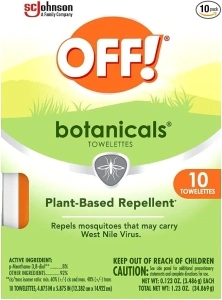 OFF! Botanicals Insect Repellent Wipes, Plant-Based Mosquito Repellent, 10 Count Individually Wrapped Wipes