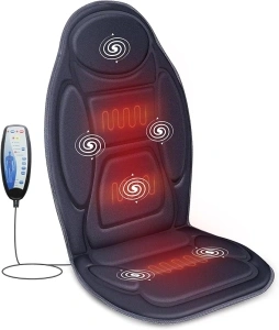 Snailax Vibration Back Massager with Heat, Massage Seat Cushion with 6 Vibrating Motors and 2 Heat Levels, Massage Chair Pad for Home Office use