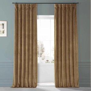 HPD HALF PRICE DRAPES Signature Plush Velvet Blackout Curtains for Bedroom (1 Panel), 50W X 108L Hotel Black Out Curtains for Living Room, Thermal Insulated Blackout Curtains, Sweet and Spicy Rum