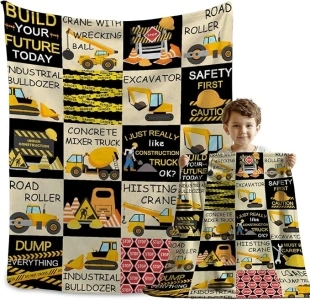 Construction Truck Blanket, Gift for Boys Girls, I Just Really Like Construction Truck Ok Throw Blanket, Best Gift for Truck Lovers, Soft Blanket for Sofa Camping All Season, 40