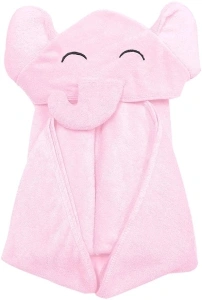 YOYOO Premium Baby Bath Towel – Viscose Derived from Bamboo, Baby Hooded Towels - Newborn Essential Cute Pink Little Elephant -Perfect Baby Registry Gifts for Boy Girl