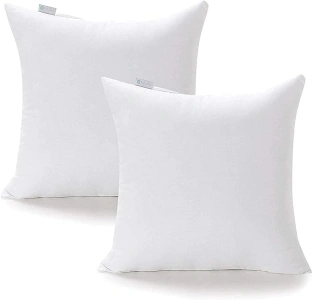 Acanva Premium Polyester Stuffer Square Form Sham Throw Pillow Inserts, 20 in（2 Count）, White