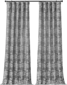 HPD HALF PRICE DRAPES JQCH-RA197615-84 Sequoia Faux Silk Jacquard Curtain (1 Panel), 50 X 84, Sequoia Silver Grey