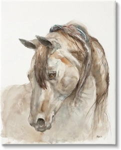 Stupell Industries Gentle Horse Portrait Farm Animal Watercolor Detail Canvas Wall Art, Design By Patti Mann