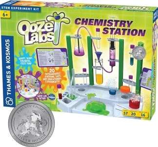 Thames & Kosmos Ooze Labs Chemistry Station Science Experiment Kit, 20 Non-Hazardous Experiments Including Safe Slime, Chromatography, Acids, Bases & More, Multi-Color