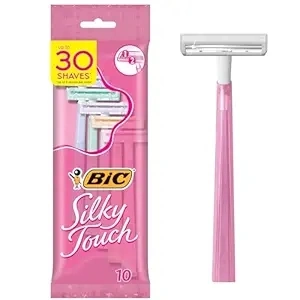 BIC Silky Touch Women's Disposable Razors, With 2 Blades, Pretty Pastel Razor Handles, 10 Count (Pack of 1)