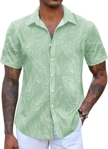 COOFANDY Mens Hawaiian Shirts Short Sleeve Button Down Aloha Shirt Casual Beach Clothes