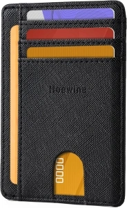 Hoewina Wallet for Men, Credit Card Holder, Slim Minimalist Wallet, Front Pocket RFID Blocking Leather Thin Wallet for Men and Women(Cross Black)