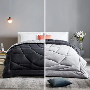 SLEEP ZONE Queen Comforter Duvet Insert, Down Alternative Reversible Comforter, Lightweight, Soft and Breathable Bedding All Season, A Side Black + B Side Grey