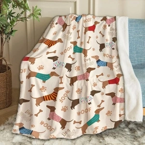 Cute Dachshund Blanket Gifts Plush Fuzzy Cozy Soft Lightweight Blankets for Couch Air-Conditioning Quilts Decor Blanket for Chirstmas Gifts 50